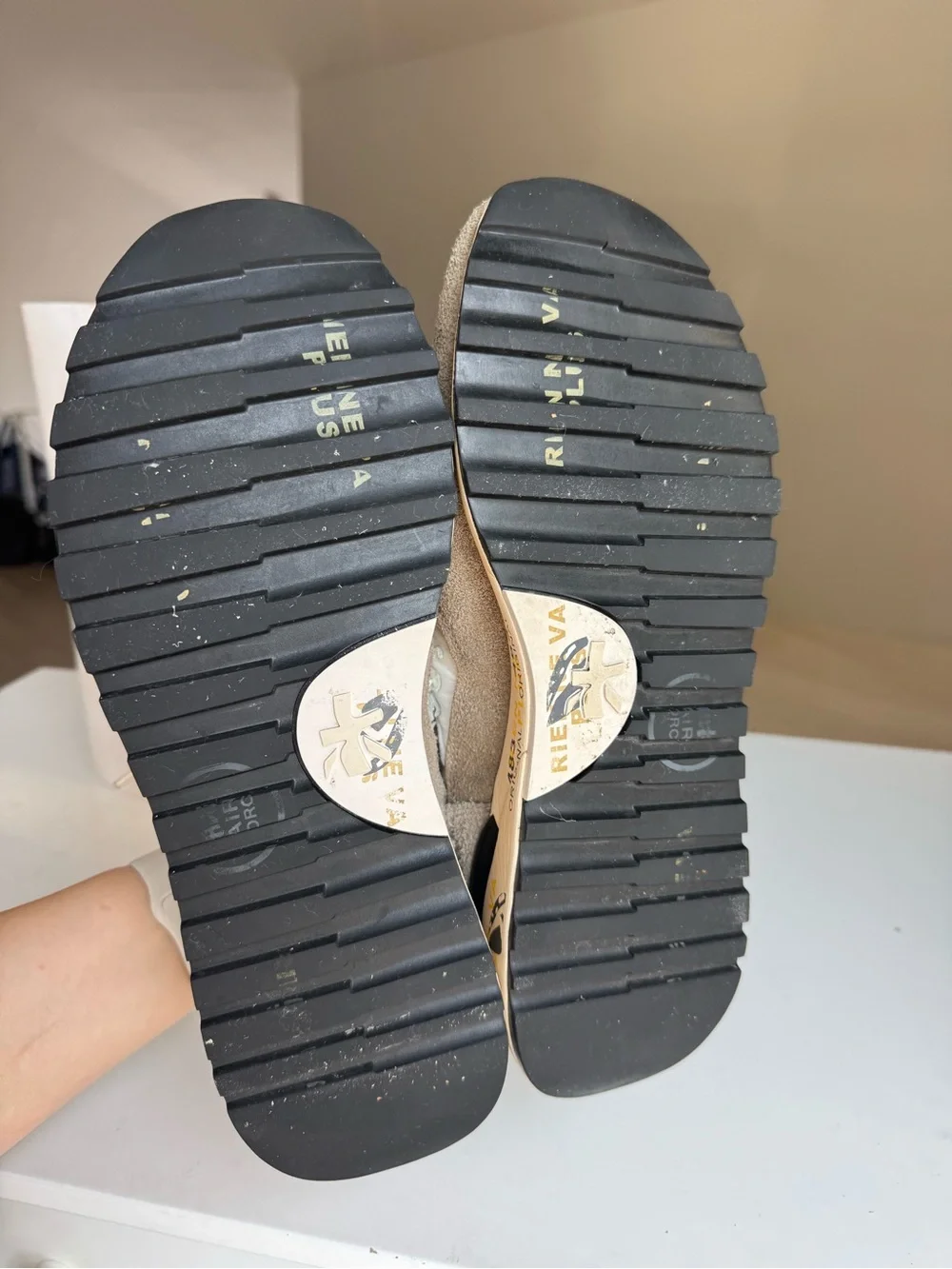 Premiata White & Taupe Suede Sneakers – Size 44